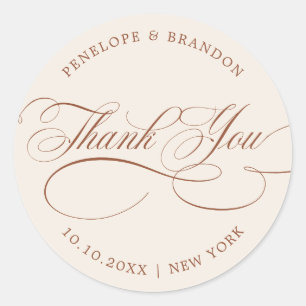 Sticker Rond Calligraphie moderne Terracotta mariage merci