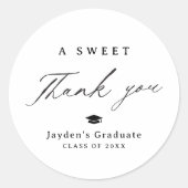 Sticker Rond Calligraphie moderne Un Merci doux Graduation (Devant)