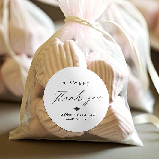 Sticker Rond Calligraphie moderne Un Merci doux Graduation