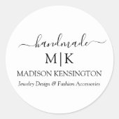 Sticker Rond Calligraphie Monogramme artisanal ou Ajouter un lo (Devant)