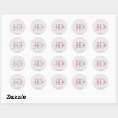 Sticker Rond Calligraphie monogramme de script classique tendan (Feuille)