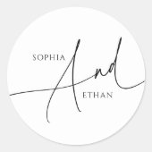 Sticker Rond Calligraphie Monogramme Mariage minimaliste (Devant)