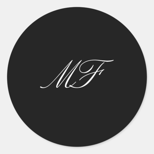 Sticker Rond Calligraphie Monogramme Mariage noir blanc (Devant)