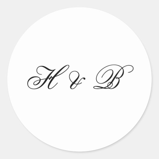 Sticker Rond Calligraphie Monogramme noir et blanc Mariage offi (Devant)