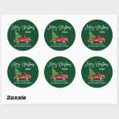 Sticker Rond Calligraphie Noël Camion Rouge Vert Cadeau (Feuille)