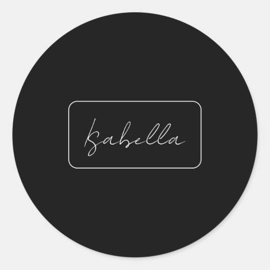 Sticker Rond Calligraphie Noir Blanc Plaine Créative Nom modern (Devant)