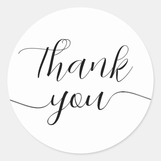 Sticker Rond Calligraphie noir et blanc Merci élégant (Devant)