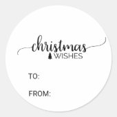 Sticker Rond Calligraphie noir et blanc simple Nom de Noël (Devant)