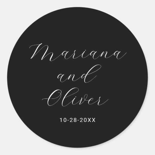 Sticker Rond Calligraphie noire simple (Devant)
