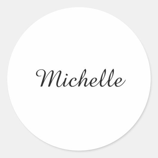 Sticker Rond Calligraphie Nom Creative Trendy White (Devant)