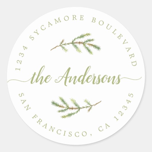 Sticker Rond Calligraphie Nom de famille Adresse de retour (Devant)