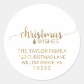 Sticker Rond Calligraphie or simple Adresse de retour (Devant)