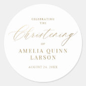 Sticker Rond Calligraphie Or Simple Elegant Script Christening (Devant)