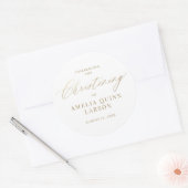 Sticker Rond Calligraphie Or Simple Elegant Script Christening (Enveloppe)
