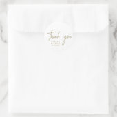 Sticker Rond Calligraphie Or Whimsical Merci Mariage Faveur (Sac)