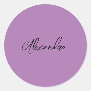 Sticker Rond Calligraphie Plaque Minimaliste Propre Nom Lavande