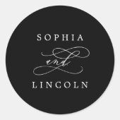 Sticker Rond Calligraphie romantique Enveloppe Mariage noir sce (Devant)
