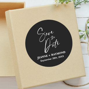 Sticker Rond Calligraphie Romantique Faire-Part de Mariage Noir