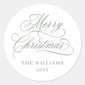 Sticker Rond Calligraphie romantique Joyeux Noël Silence Sage (Devant)