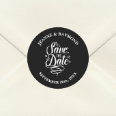 Sticker Rond Calligraphie romantique Noir Enregistrer la date M