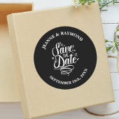 Sticker Rond Calligraphie romantique Noir Enregistrer la date M