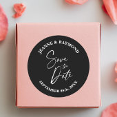 Sticker Rond Calligraphie romantique Noir Mariage Enregistrer l