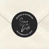 Sticker Rond Calligraphie romantique Noir Mariage Enregistrer l