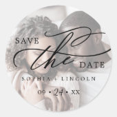 Sticker Rond Calligraphie romantique Noms photo Enregistrer la  (Devant)