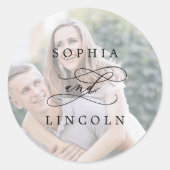 Sticker Rond Calligraphie romantique Photos Mariage Enveloppe P (Devant)