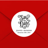 Sticker Rond Calligraphie romantique Sauvez la date Mariage