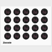 Sticker Rond Calligraphie rose noir moderne 30e anniversaire (Feuille)