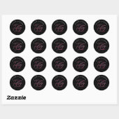 Sticker Rond Calligraphie rose noir moderne 50e anniversaire (Feuille)