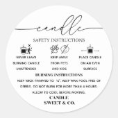 Sticker Rond calligraphie Script Avertissement Bougie noir et b (Devant)