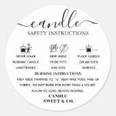Sticker Rond calligraphie Script Avertissement Bougie noir et b (Devant)