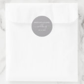 Sticker Rond Calligraphie Script Mariage gris Enveloppe Phoques (Sac)