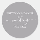 Sticker Rond Calligraphie Script Mariage gris Enveloppe Phoques (Devant)
