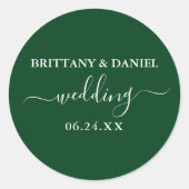 Sticker Rond Calligraphie Script Mariage vert Enveloppe Phoques (Devant)