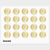 Sticker Rond Calligraphie Script Modèle Faux Gold Client (Feuille)