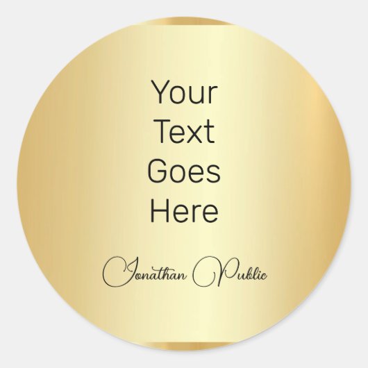 Sticker Rond Calligraphie Script Modèle Faux Gold Client (Devant)