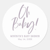 Sticker Rond Calligraphie simple Baby shower neutre entre les s (Devant)