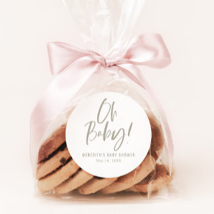 Sticker Rond Calligraphie simple Baby shower neutre entre les s