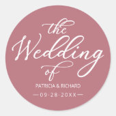 Sticker Rond Calligraphie simple et élégante Le Mariage de (Devant)
