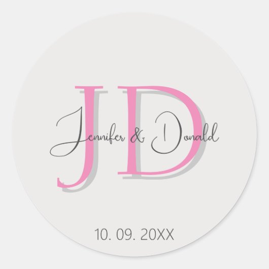 Sticker Rond Calligraphie tendance monogramme de script classiq (Devant)