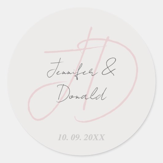 Sticker Rond Calligraphie tendance monogramme de script classiq (Devant)