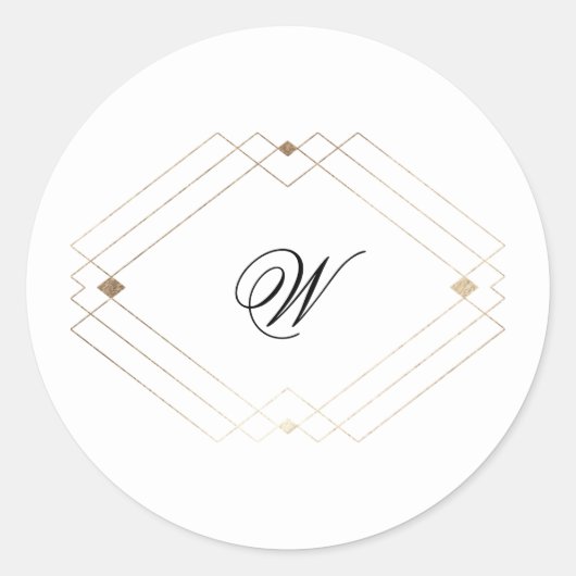 Sticker Rond Calligraphie Typographie Monogramme Mariage Gold D (Devant)