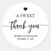 Sticker Rond calligraphie un Merci doux faveur de mariage (Devant)