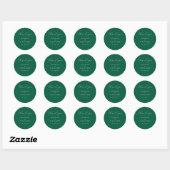 Sticker Rond Calligraphie verte élégante (Feuille)