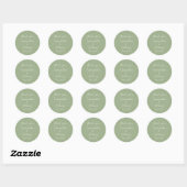Sticker Rond Calligraphie verte Élégante Mariage Couple (Feuille)