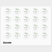Sticker Rond Calligraphie verte Merci Mariage Faveur (Feuille)