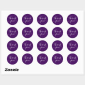Sticker Rond Calligraphie violette Élégant Merci (Feuille)